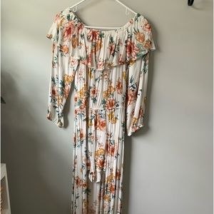 Floral off the shoulder boutique dress with shorts